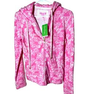 {NWT} Lilly Pulitzer Nolan Printed Zip Up Jacket Pink/White